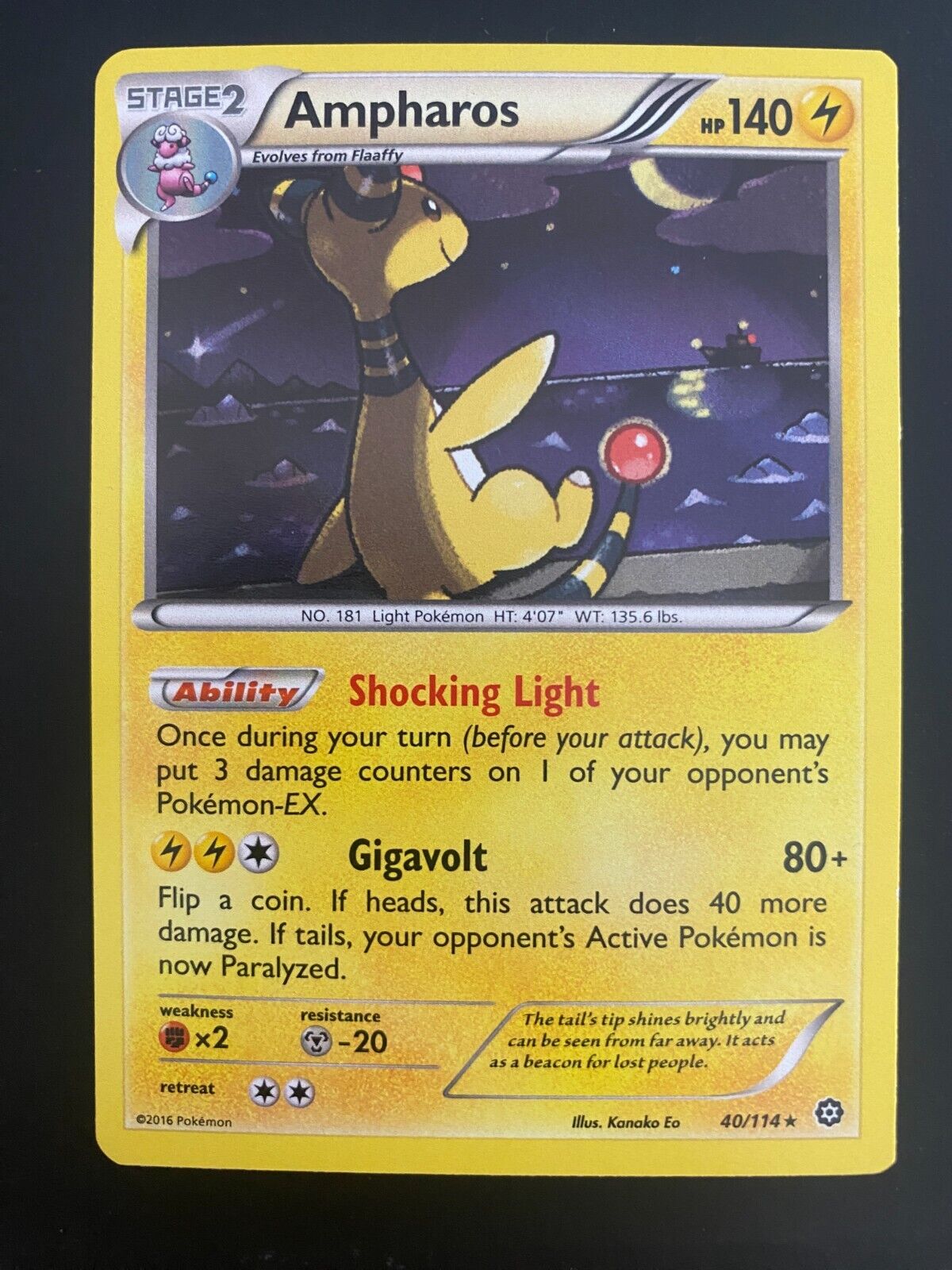 Pokemon Ampharos 40/114 Steam Siege Holo MISCUT NM