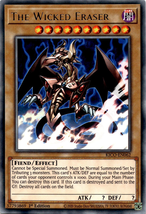 Yugioh The Wicked Eraser KICO-EN062 Rare 1st Edition NM