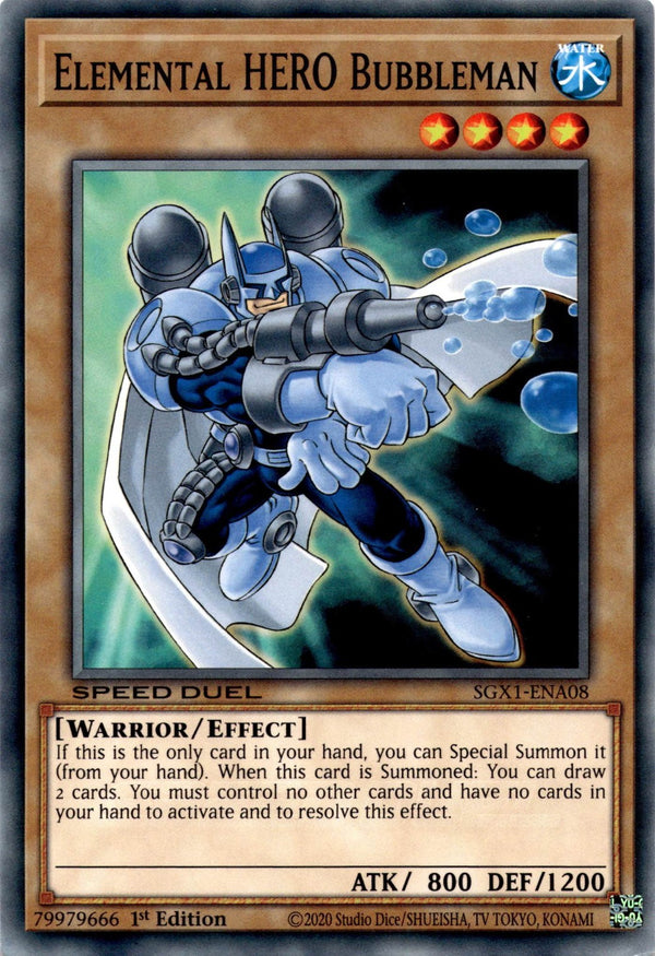 Yugioh Elemental HERO Bubbleman SGX1-ENA08 Speed Duel Common 1st Edition NM