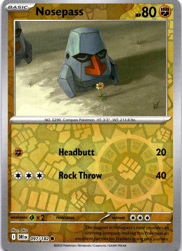 Pokemon Nosepass 097/182 Destined Rivals Reverse Holo NM