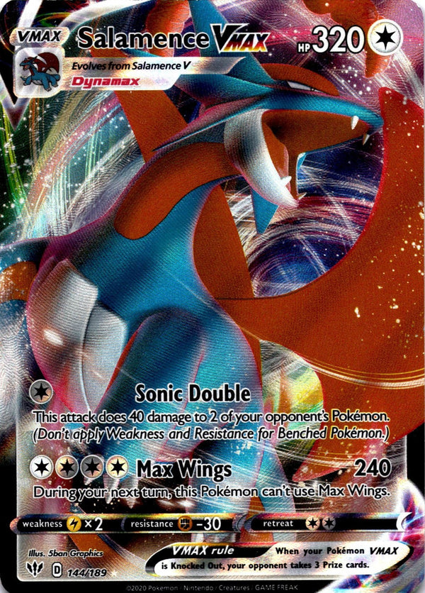 Pokemon Salamence VMAX 144/189 Darkness Ablaze Full Art Holo VLP/NM