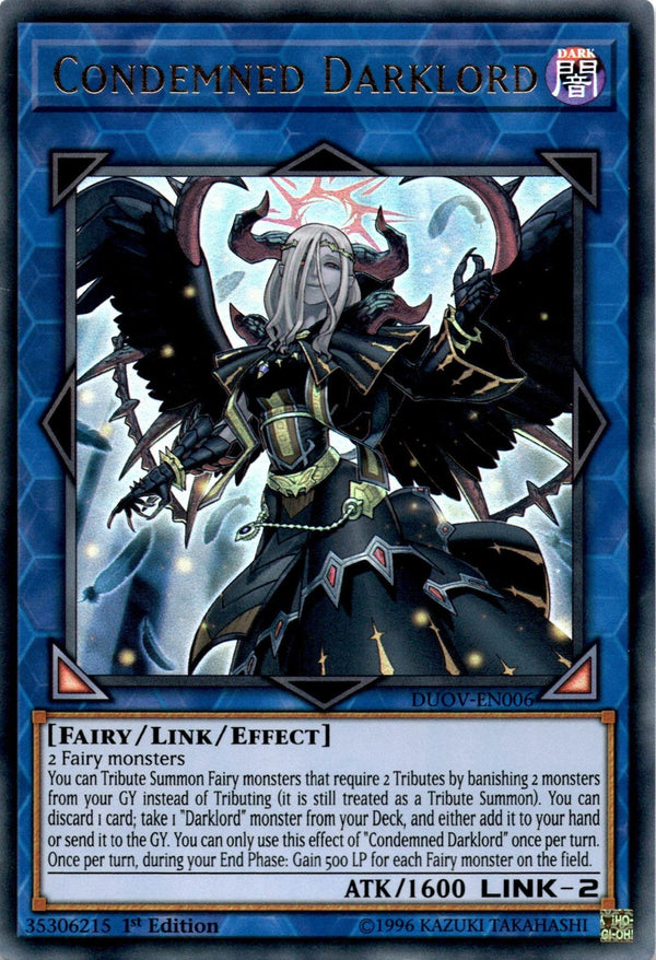Yugioh Condemned Darklord DUOV-EN006 Ultra Rare 1st Edition LP