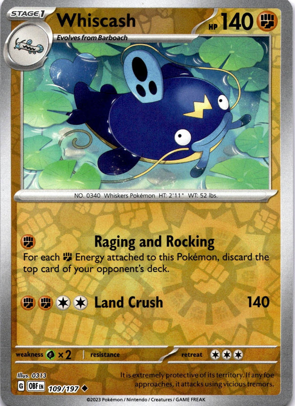 Pokemon Whiscash 109/197 Obsidian Flames Reverse Holo NM