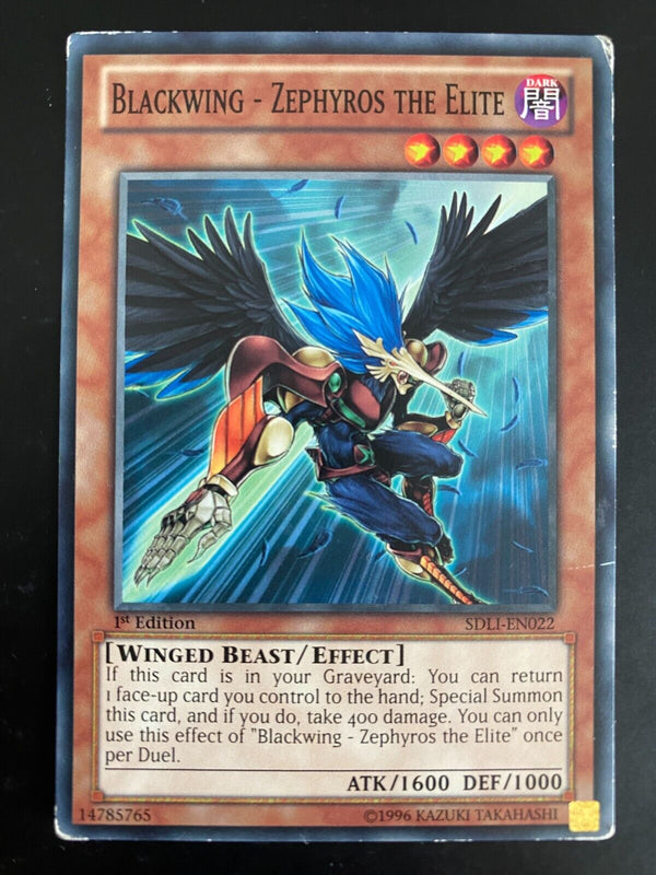 Yugioh Blackwing - Zephyros the Elite SDLI-EN022 Common 1st Ed Heavily Played