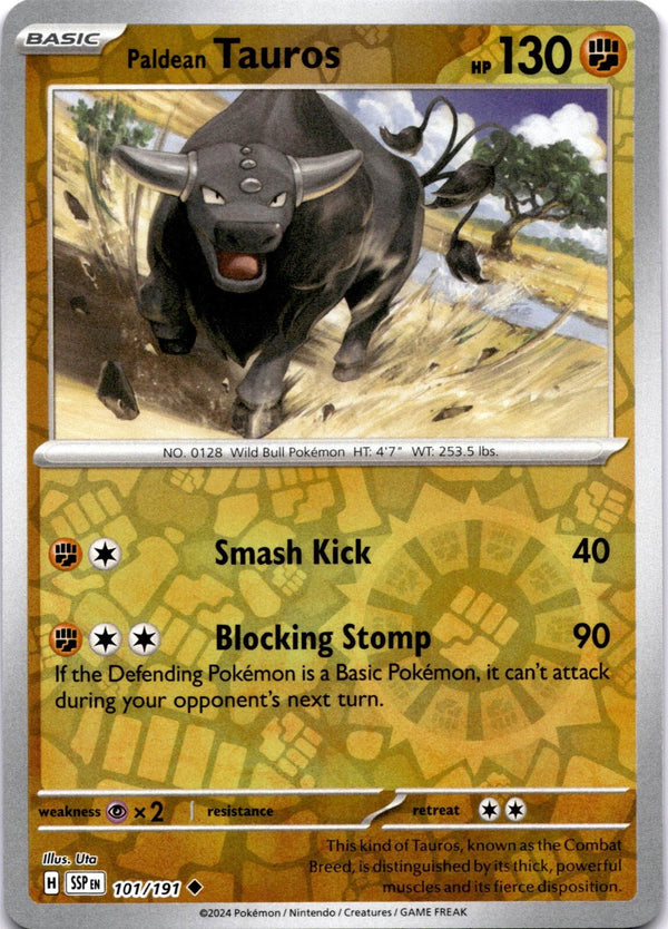 Pokemon Paldean Tauros 101/191 Surging Sparks Reverse Holo NM
