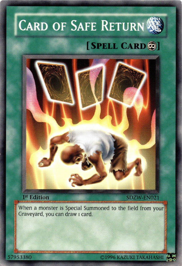 Yugioh Card of Safe Return SDZW-EN021 1st Edition VLP/NM