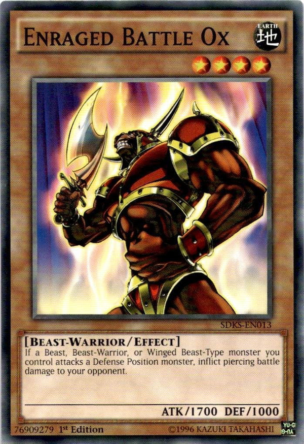 Yugioh Enraged Battle Ox SDKS-EN013 Common 1st Edition NM