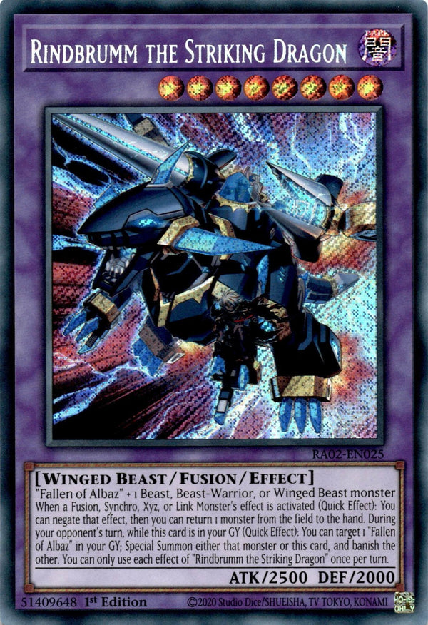 Yugioh Rindbrumm the Striking Dragon RA02-EN025 Secret Rare 1st Edition NM