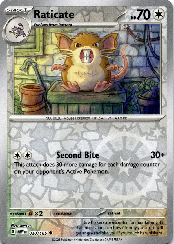 Pokemon Raticate 020/165 Pokemon 151 Reverse Holo NM