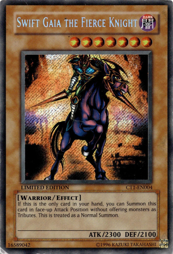 Yugioh Swift Gaia the Fierce Knight CT1-EN004 Secret Rare Limited Ed DAMAGED