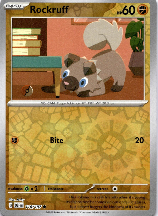 Pokemon Rockruff 116/197 Obsidian Flames Reverse Holo NM