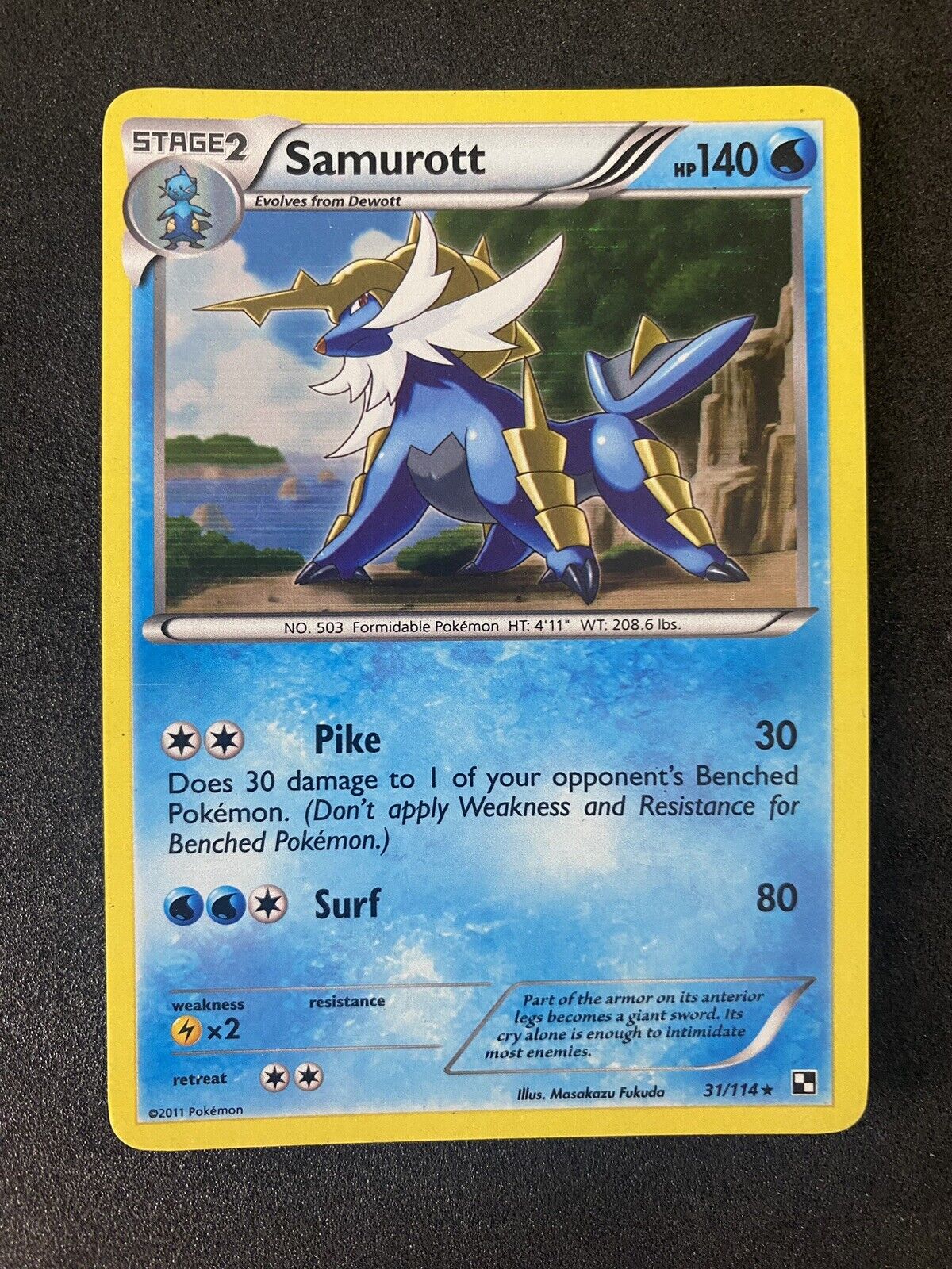 Pokemon Samurott 31/114 Black & White Base Holo Rare LP