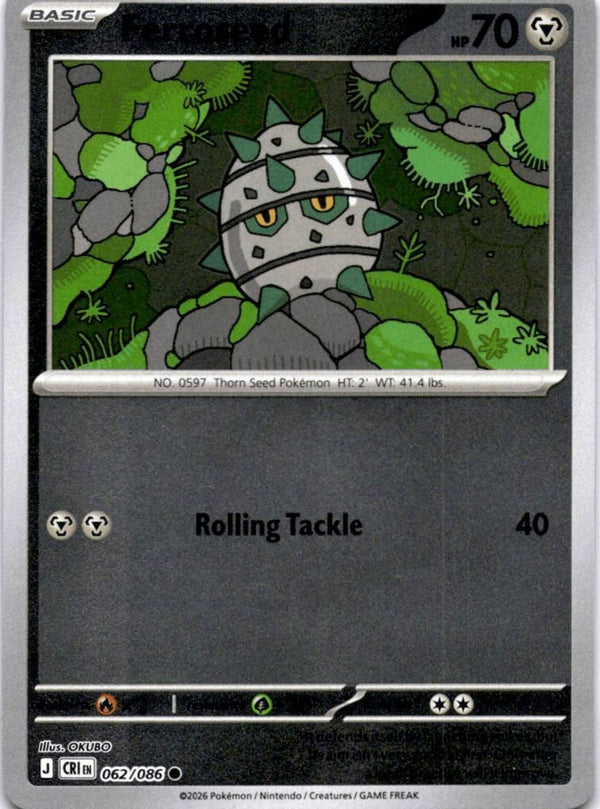 Pokemon Ferroseed 062/086 Chaos Rising Reverse Holo NM