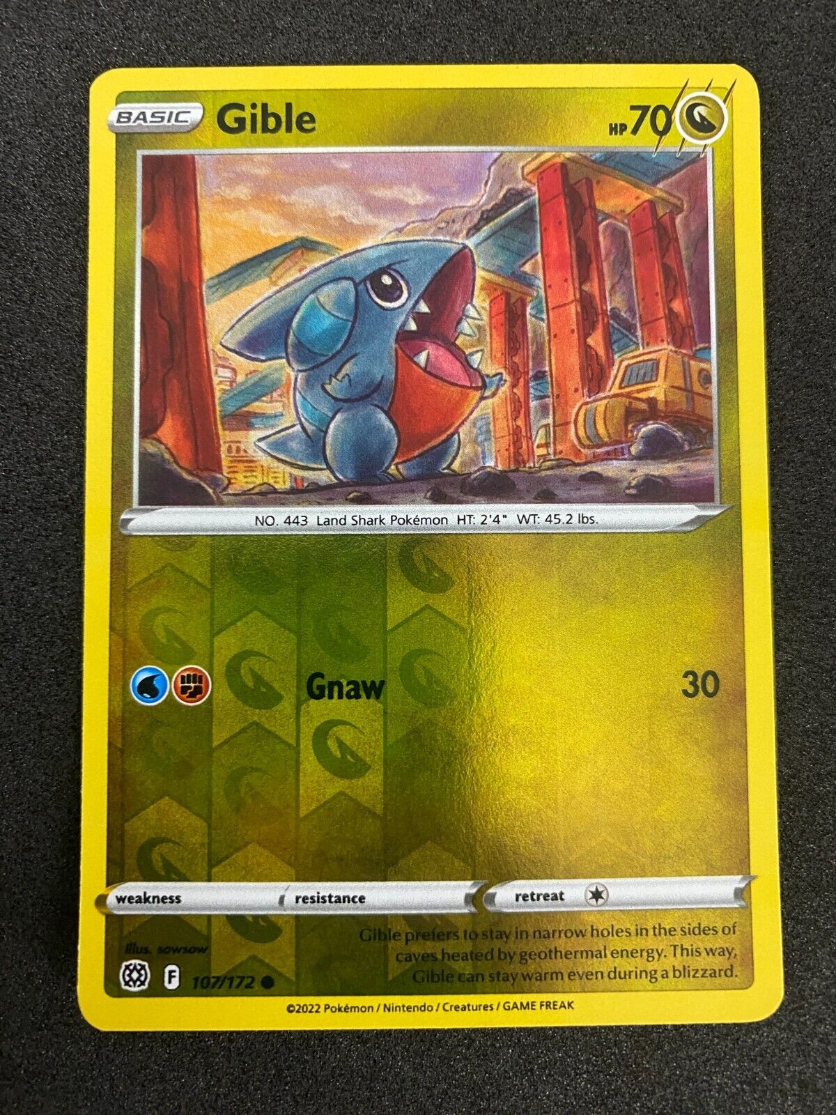 Pokemon Gible 107/172 Brilliant Stars Reverse Holo NM