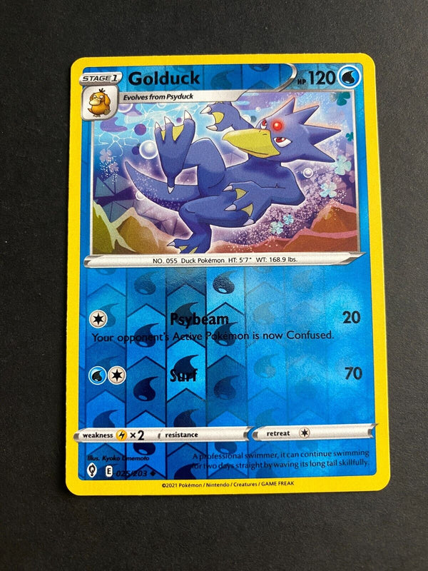 Pokemon Golduck 025/203 Evolving Skies Reverse Holo LP/NM