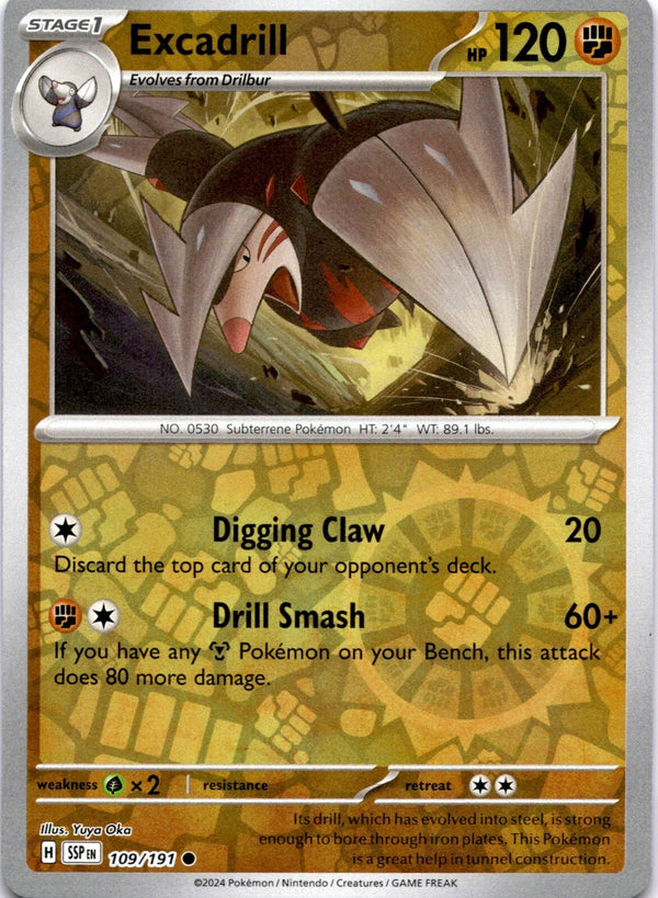 Pokemon Excadrill 109/191 Surging Sparks Reverse Holo NM