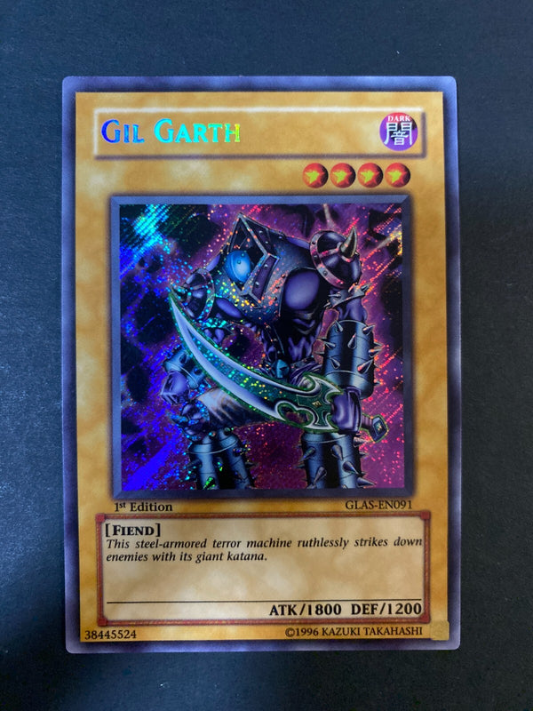 Yugioh Gil Garth GLAS-EN091 Secret Rare 1st Edition Euro NM