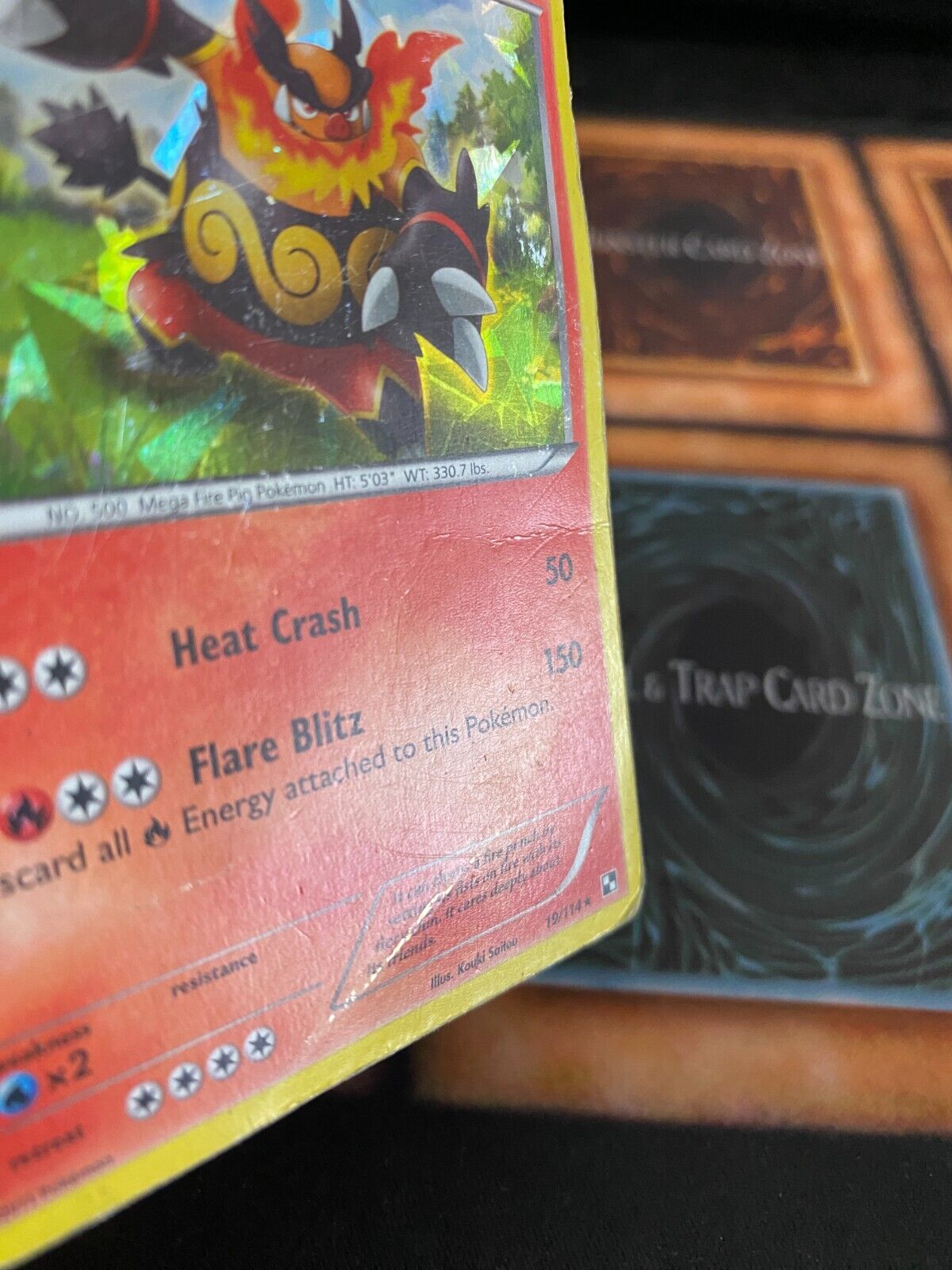 Pokemon Emboar 19/114 Black White Base Cracked Ice DAMAGED (WARPED)