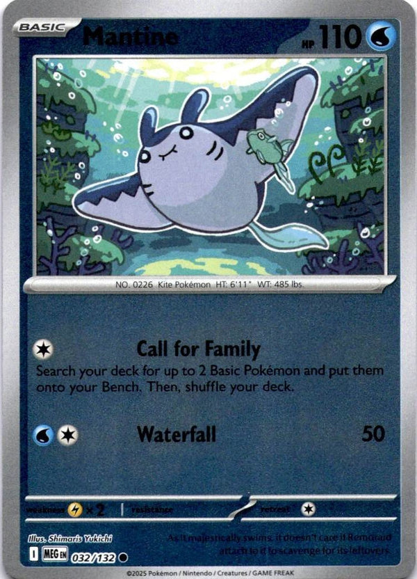 Pokemon Mantine 032/132 Mega Evolution Reverse Holo NM