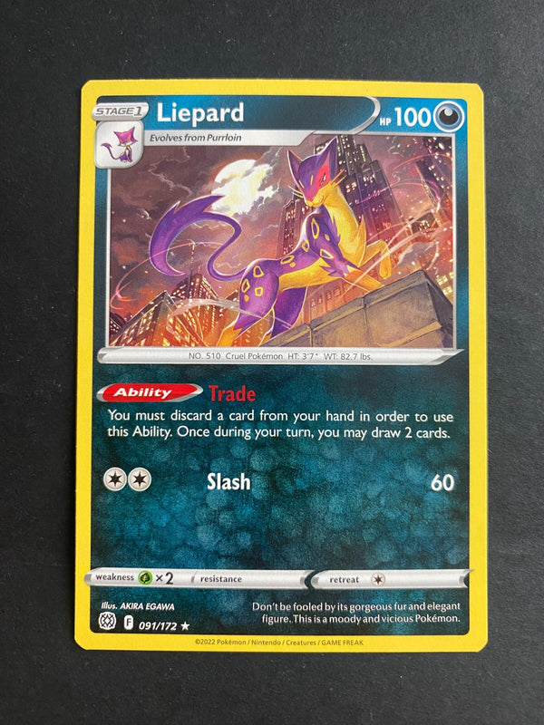 Pokemon Liepard 091/172 Brilliant Stars Rare Non Holo NM