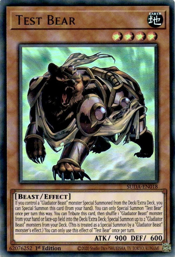 Yugioh Test Bear SUDA-EN018 Ultra Rare 1st Edition NM
