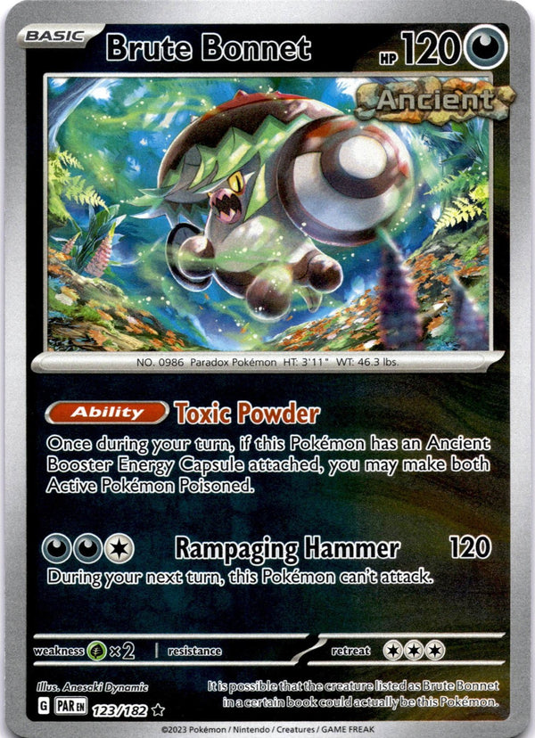 Pokemon Brute Bonnet 123/182 Paradox Rift Reverse Holo NM