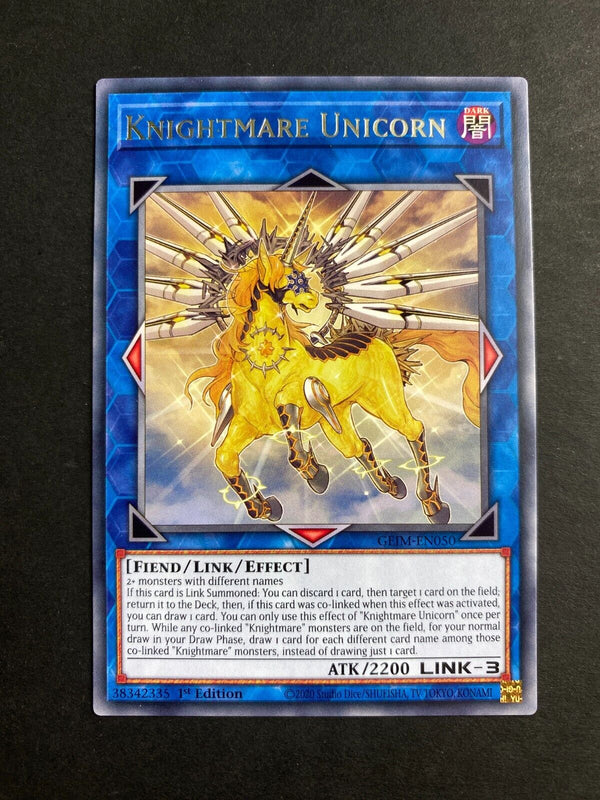 Yugioh Knightmare Unicorn GEIM-EN050 Rare 1st Edition NM