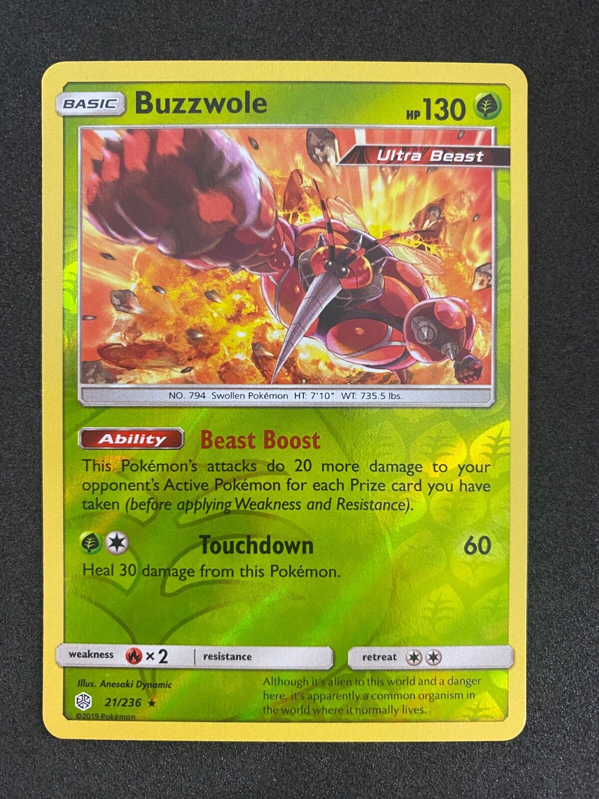 Pokemon Buzzwole 21/236 Cosmic Eclipse Reverse Holo NM