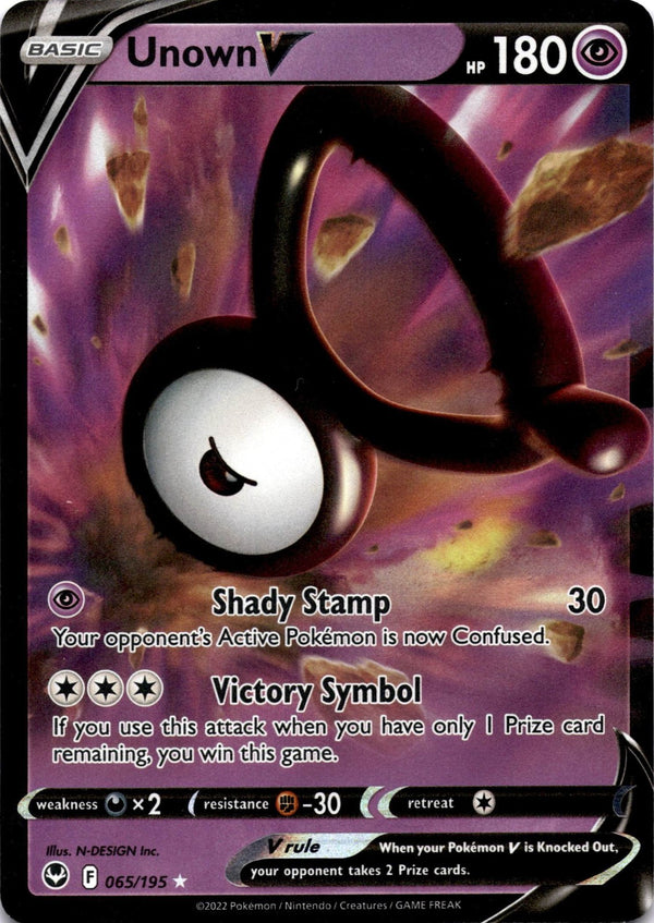 Pokemon Unown V 065/195 Silver Tempest Full Art Holo NM