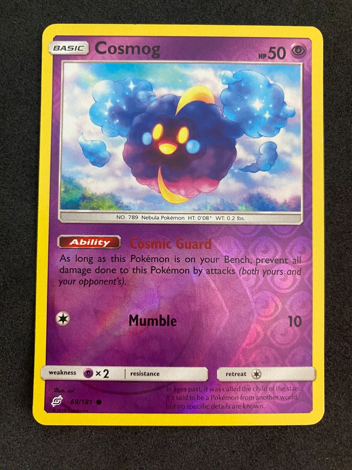 Pokemon Cosmog 69/181 Team Up Reverse Holo NM