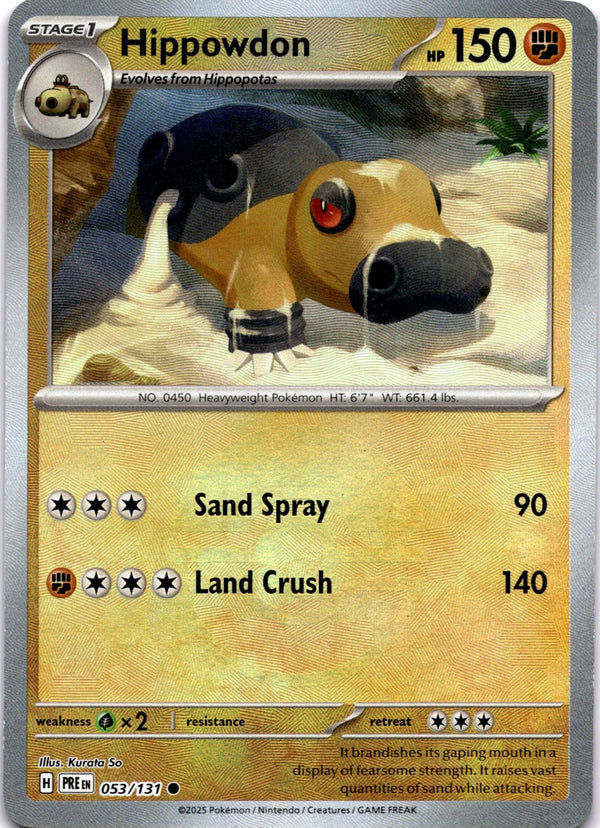 Pokemon Hippowdon 053/131 Prismatic Evolutions Pokeball Reverse Holo NM