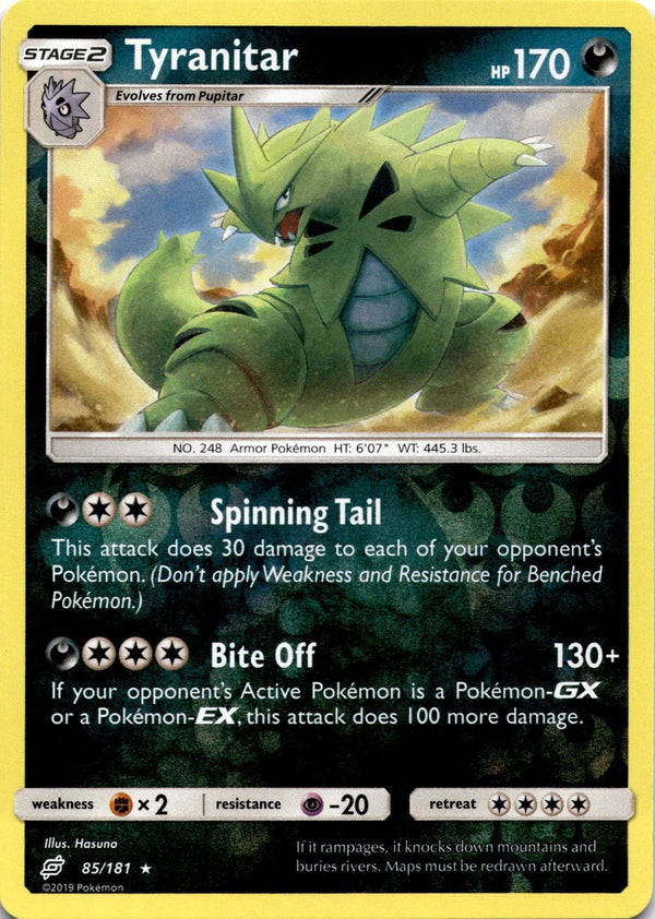 Pokemon Tyranitar 85/181 Team Up Reverse Holo VLP/NM
