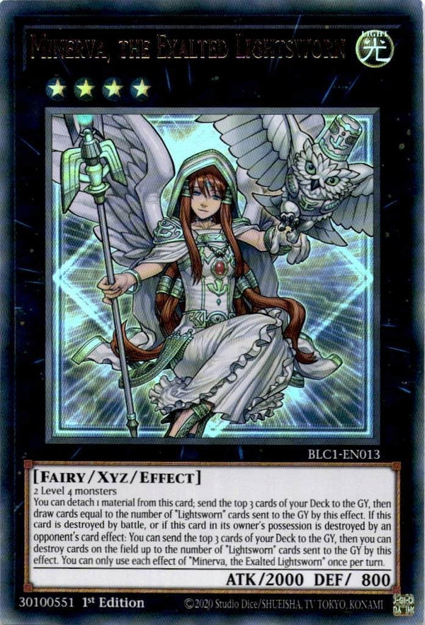 Yugioh Minerva, the Exalted Lightsworn BLC1-EN013 Ultra Rare 1st Edition NM