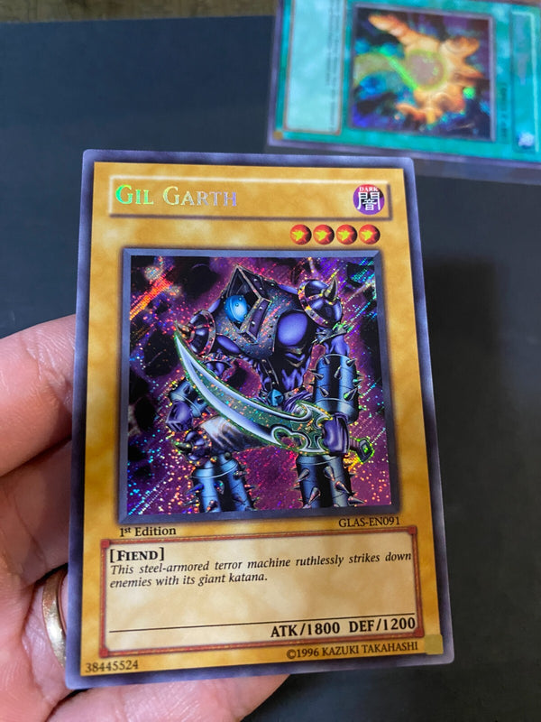 Yugioh Gil Garth GLAS-EN091 Secret Rare 1st Edition Euro NM