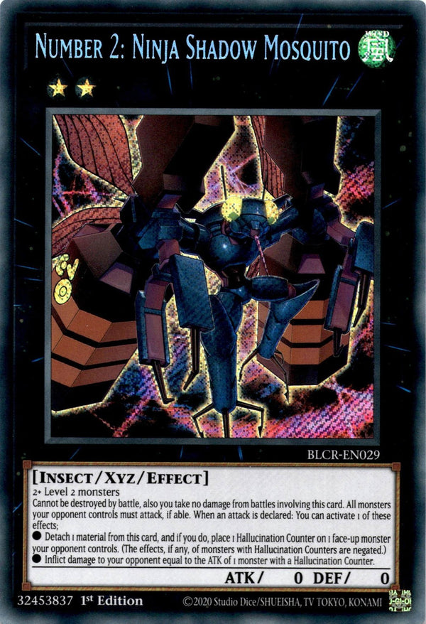 Yugioh Number 2: Ninja Shadow Mosquito BLCR-EN029 Secret Rare 1st Edition NM