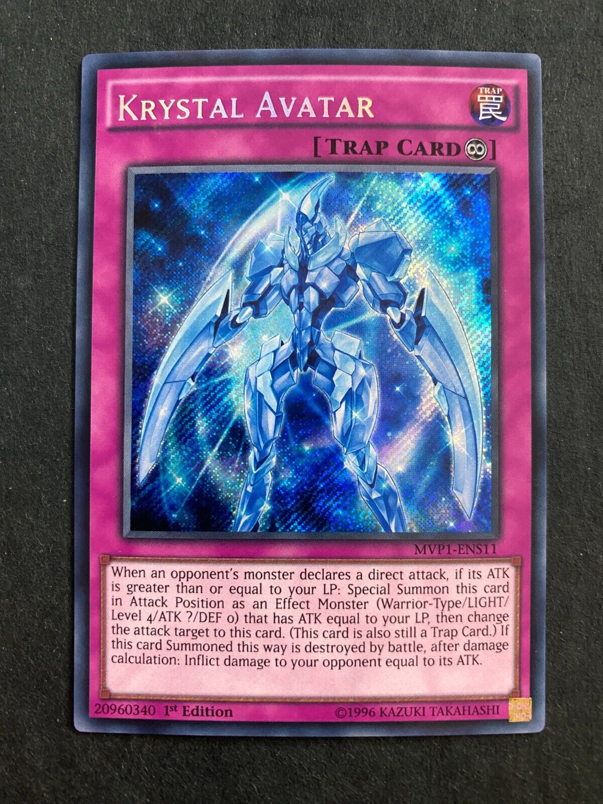 Yugioh Krystal Avatar MVP1-ENS11 Secret Rare 1st Edition NM