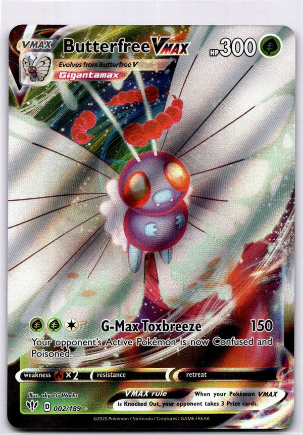 Pokemon Butterfree VMAX 002/189 Darkness Ablaze Full Art Holo NM