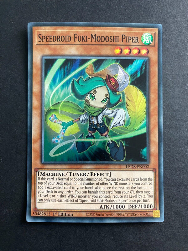 Yugioh Speedroid Fuki-Modoshi Piper LED8-EN002 Super Rare 1st Edition LP