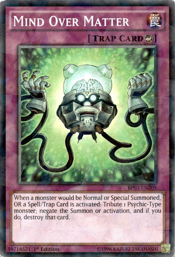 Yugioh Mind Over Matter BP03-EN209 Shatterfoil Rare 1st Edition MP