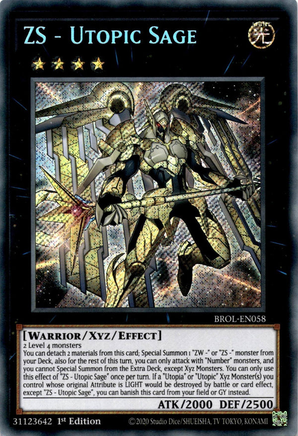 Yugioh ZS - Utopic Sage BROL-EN058 Secret Rare 1st Edition VLP/NM