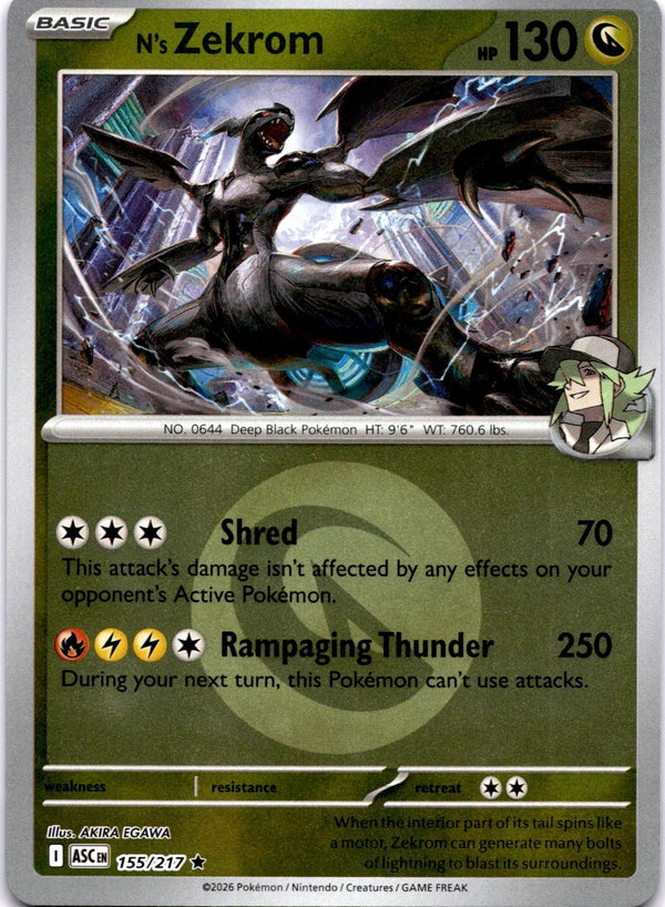 Pokemon N's Zekrom 155/217 Ascended Heroes Energy Reverse Holo NM