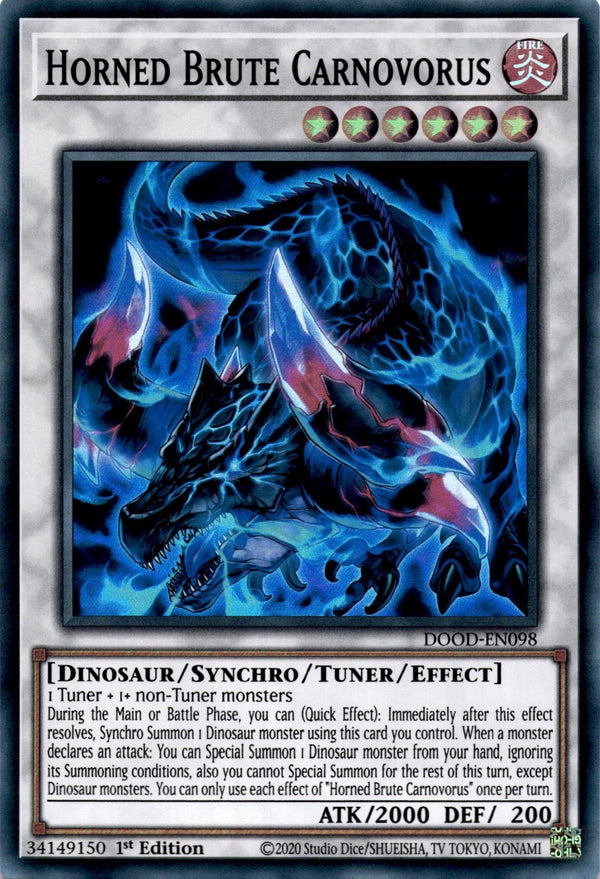 Yugioh Horned Brute Carnovorus DOOD-EN098 Super Rare 1st Edition NM