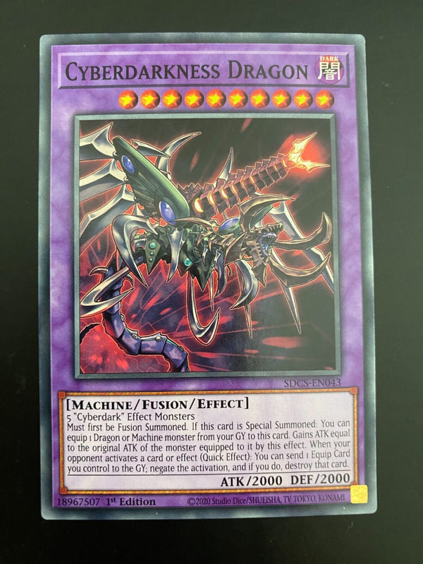 Yugioh Cyberdarkness Dragon SDCS-EN043 1st Edition NM