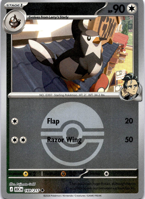 Pokemon Larry's Staravia 169/217 Ascended Heroes Pokeball Reverse Holo NM
