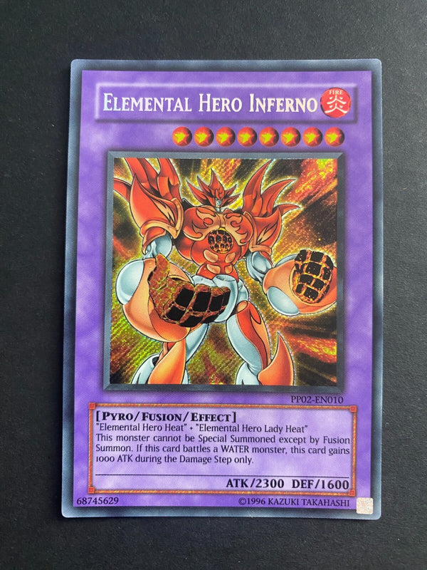 Yugioh Elemental Hero Inferno PP02-EN010 Secret Rare Unlimited Edition VLP/NM