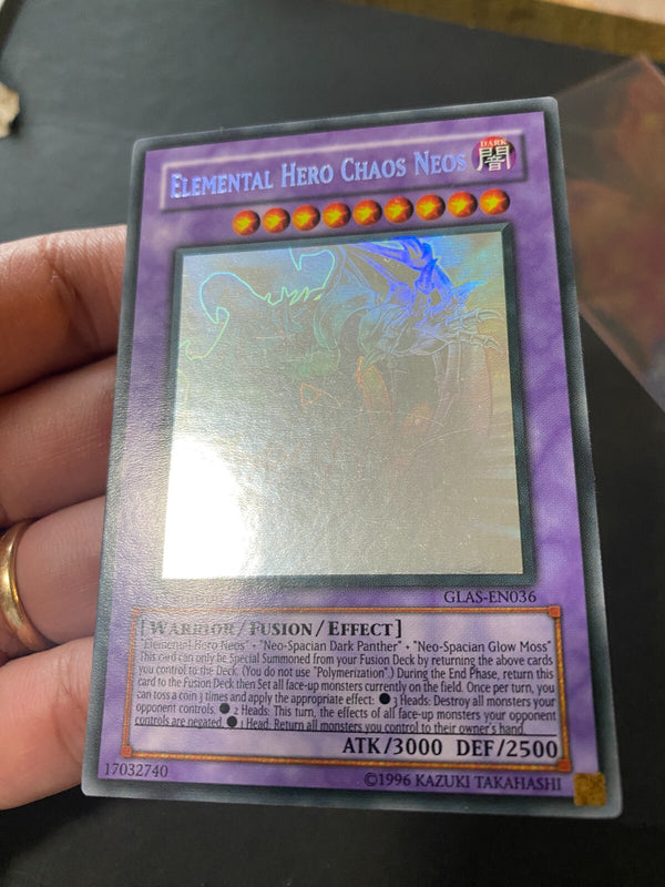 Yugioh Elemental Hero Chaos Neos GLAS-EN036 Ghost Rare 1st Edition LP/VLP