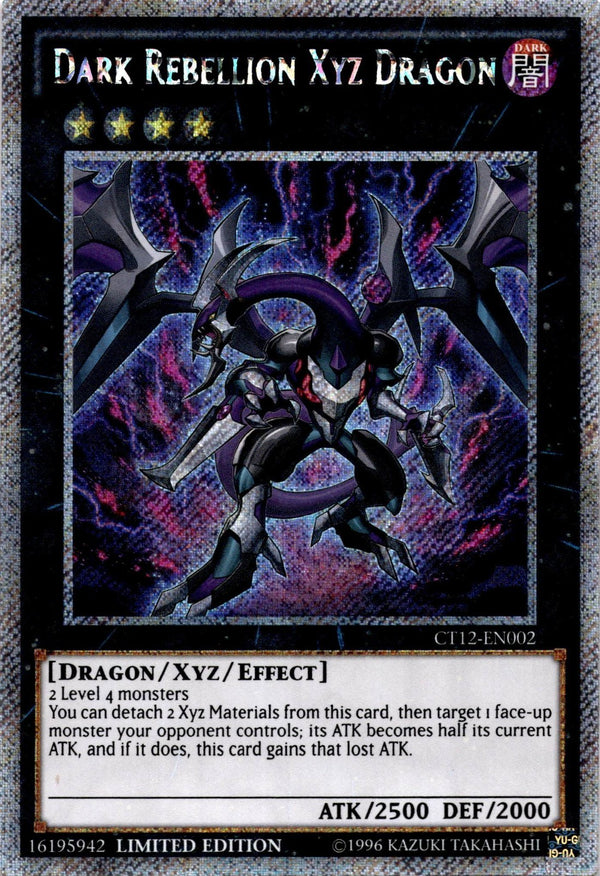 Yugioh Dark Rebellion XYZ Dragon CT12-EN002 Platinum Secret Rare 1st Ed LP/NM