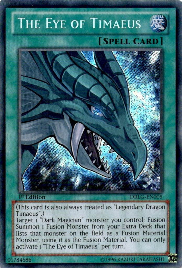 Yugioh The Eye of Timaeus DRLG-EN005 Secret Rare 1st Edition VLP/NM