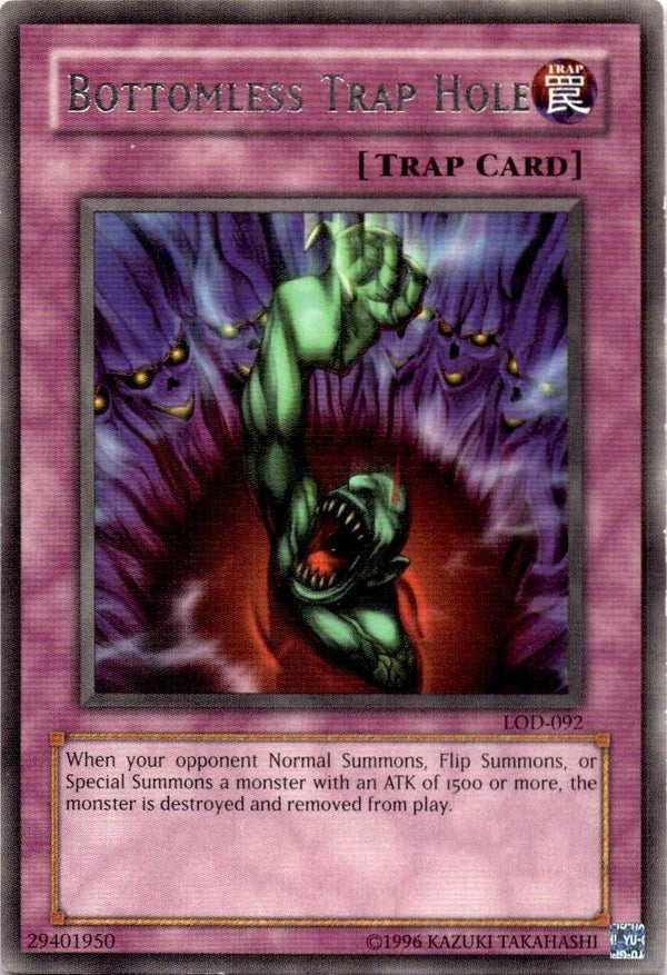 Yugioh Bottomless Trap Hole LOD-092 Rare Unlimited Edition LP