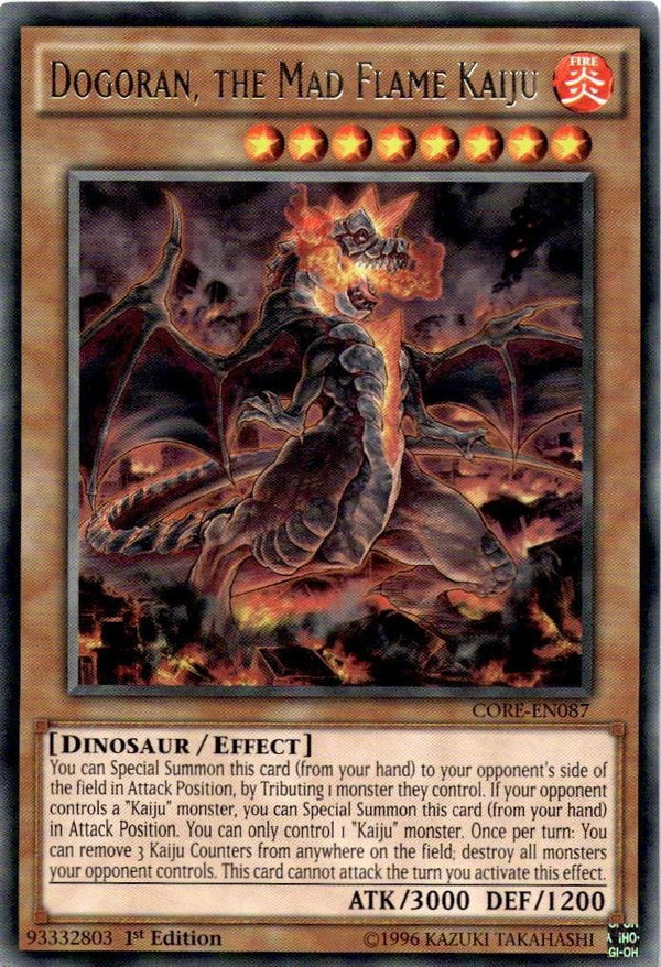 Yugioh Dogoran, the Mad Flame Kaiju CORE-EN087 Rare 1st Edition VLP/NM